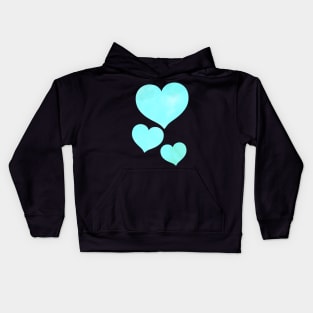 Blue Watercolor Hearts Kids Hoodie